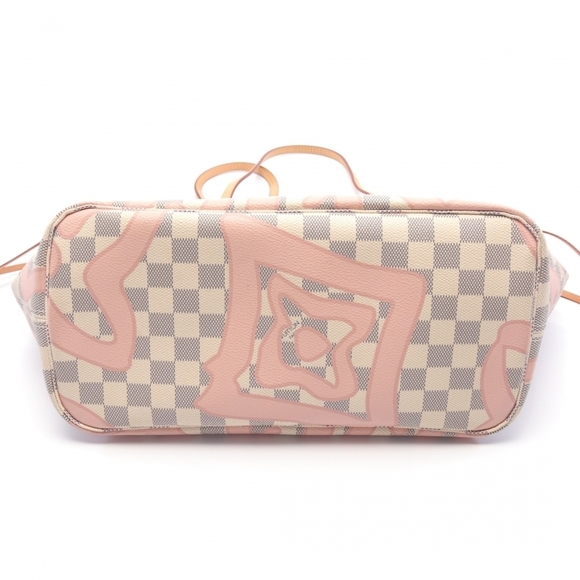 Louis Vuitton Neverfull MM Damier Azur Shoulder Bag White Pink - Picture 4 of 6